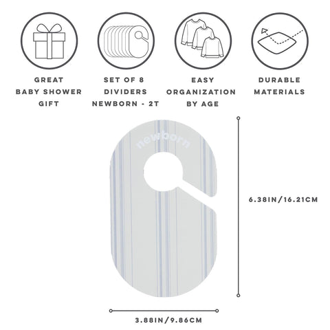 3 Sprouts Baby Closet Dividers, Newborn to 2T, Stripe, 8 Piece Set