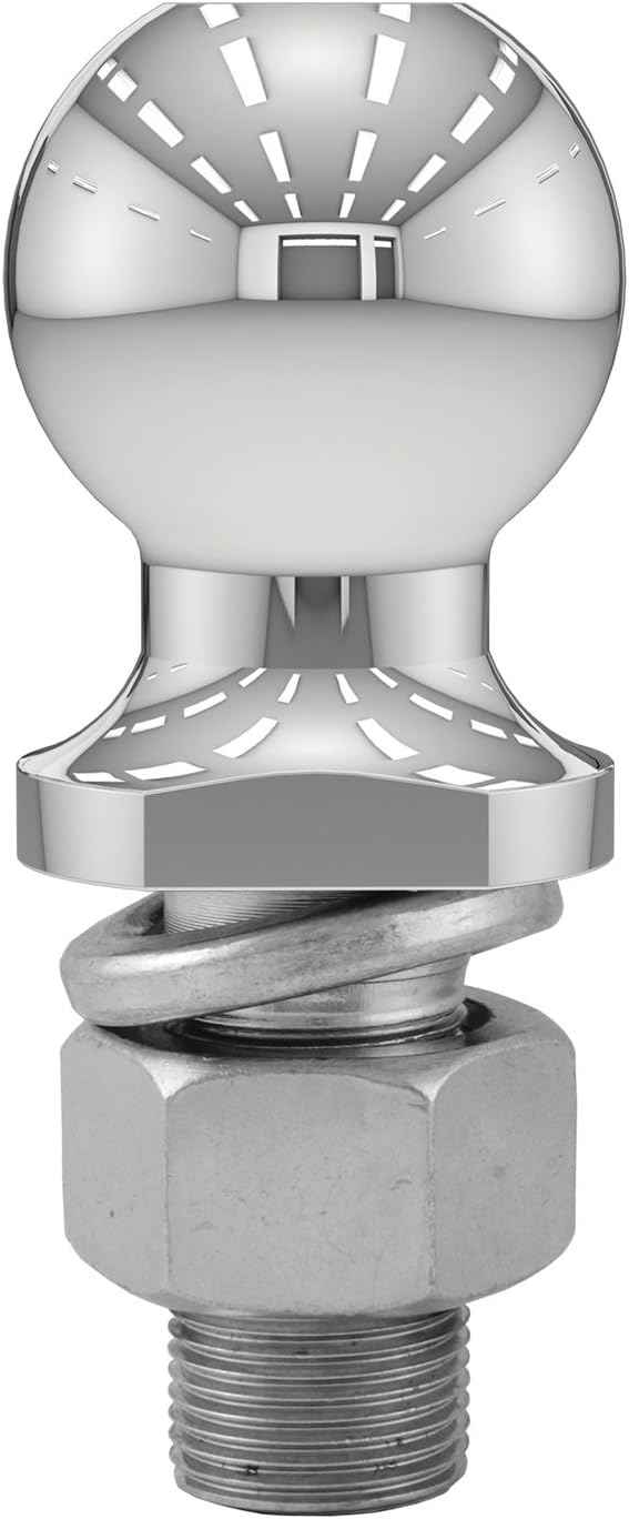 CURT 40004 Chrome Trailer Hitch Ball, 6,000 lbs, 2-Inch Diameter, 1 x 2-1/8-Inch Shank