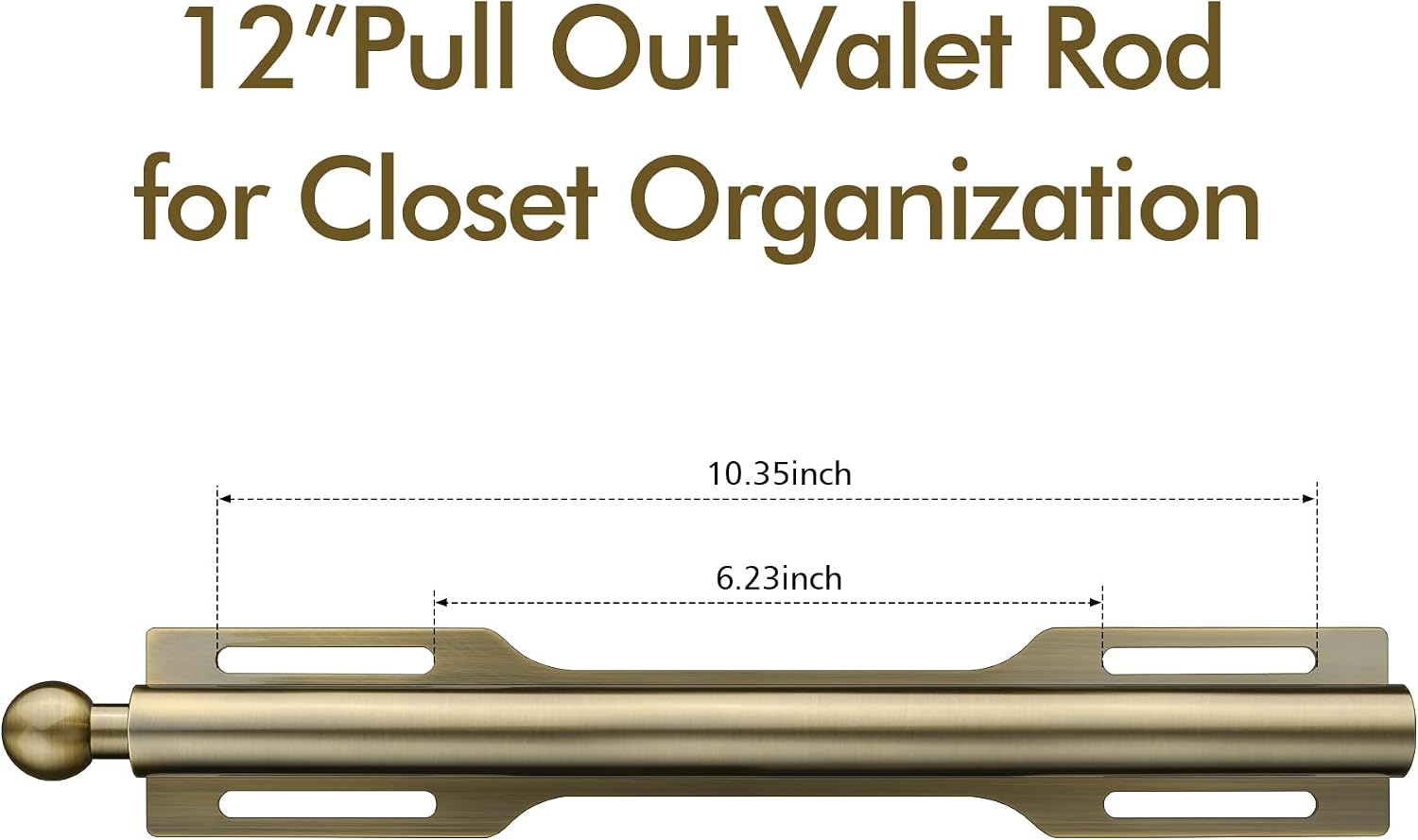 12" Valet Rod for Closet Pull Out (1 Pack, Antique Brass)
