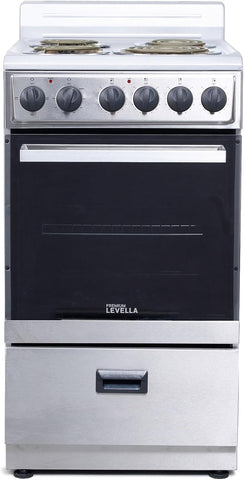Premium Levella 20" Electric Range with 4 Coil Burners and 2.1 Cu. Ft. Oven Capacity in Stainless