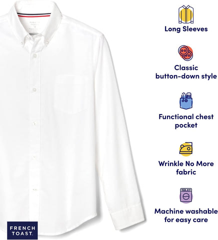 French Toast Boys Long Sleeve Oxford Shirt (Standard & Husky) Button Down Shirt