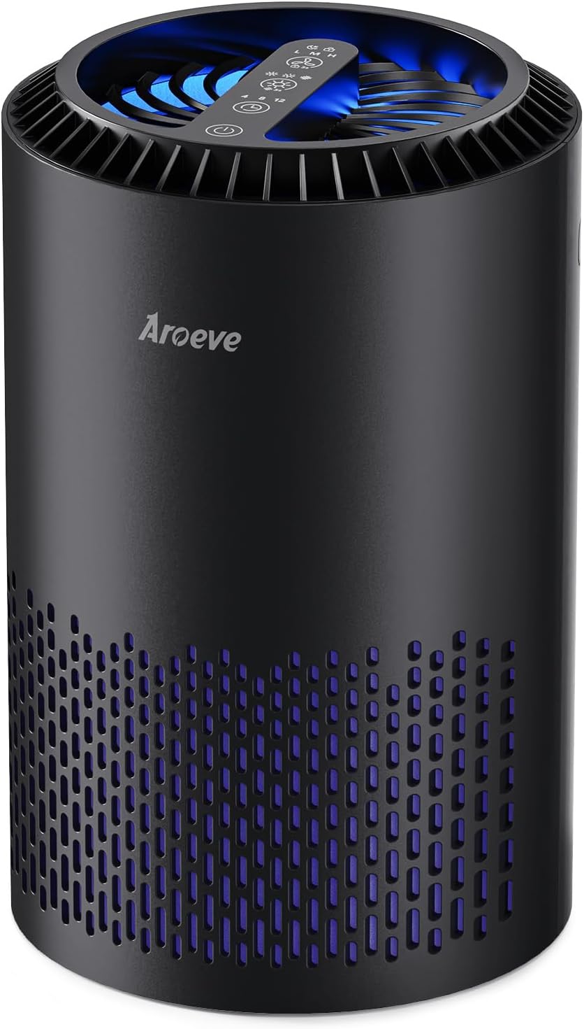 AROEVE Air Purifiers for Bedroom with Sleep Mode Speed Control-MK01A(Black)