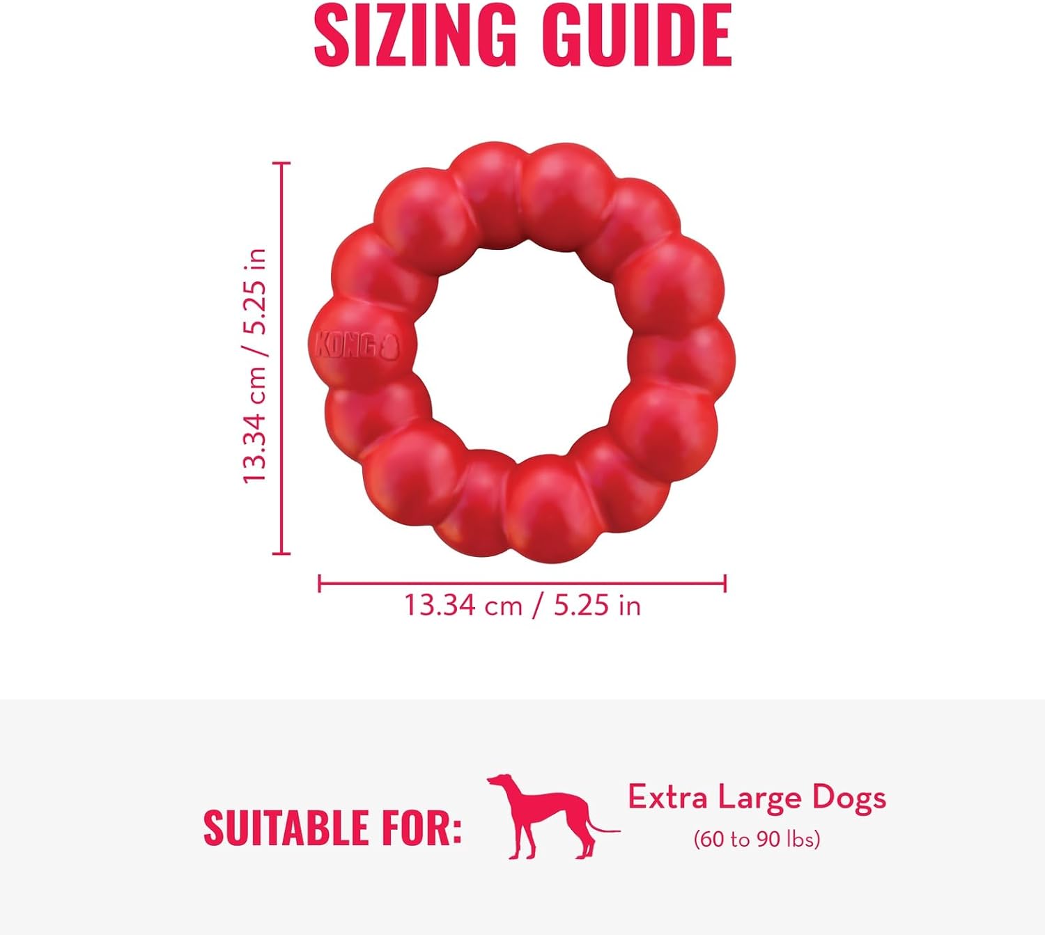 KONG Ring, Natural Rubber Chew Toy for Dental Health, for Extra Large Dogs