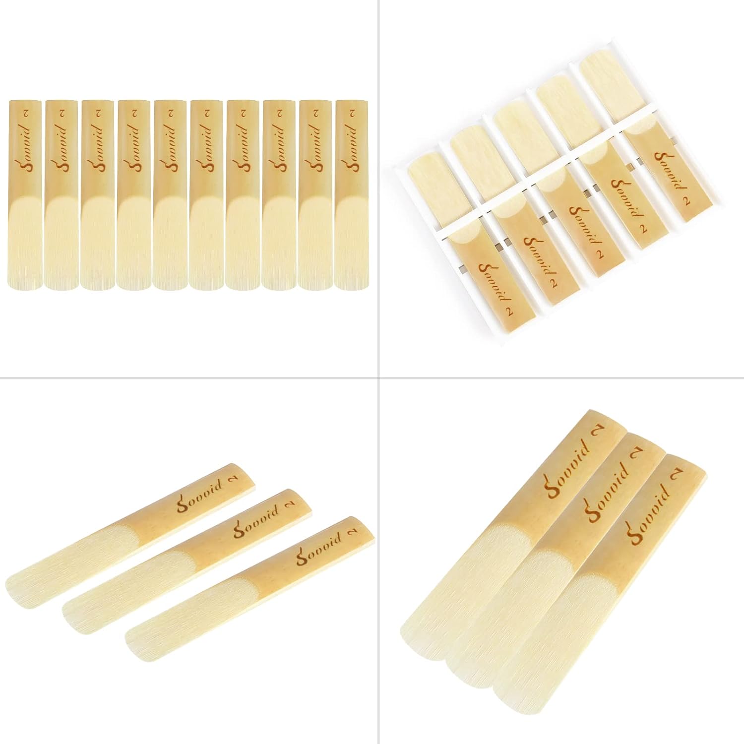 10 Pack Bb Clarinet Reeds with Plastic Box, Strength 2.0 Reeds for Clarinet, Thinner Reed Tip & Unfiled Cut for Easy of Play, Traditional Reeds for Clarinet Beginner and Player