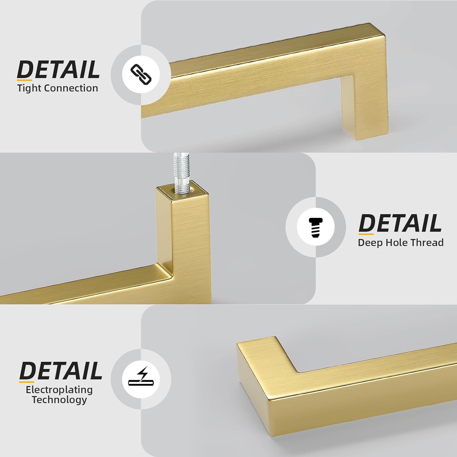 Goldenwarm 10 Pack 7-1/2 Inch Gold Cabinet Handles Brushed Cabinet Pulls