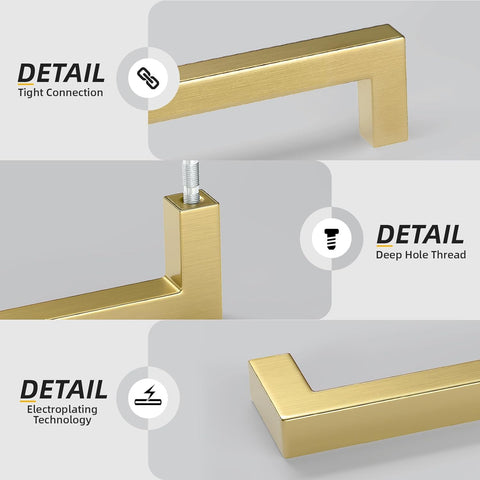 Goldenwarm 10 Pack 7-1/2 Inch Gold Cabinet Handles Brushed Cabinet Pulls
