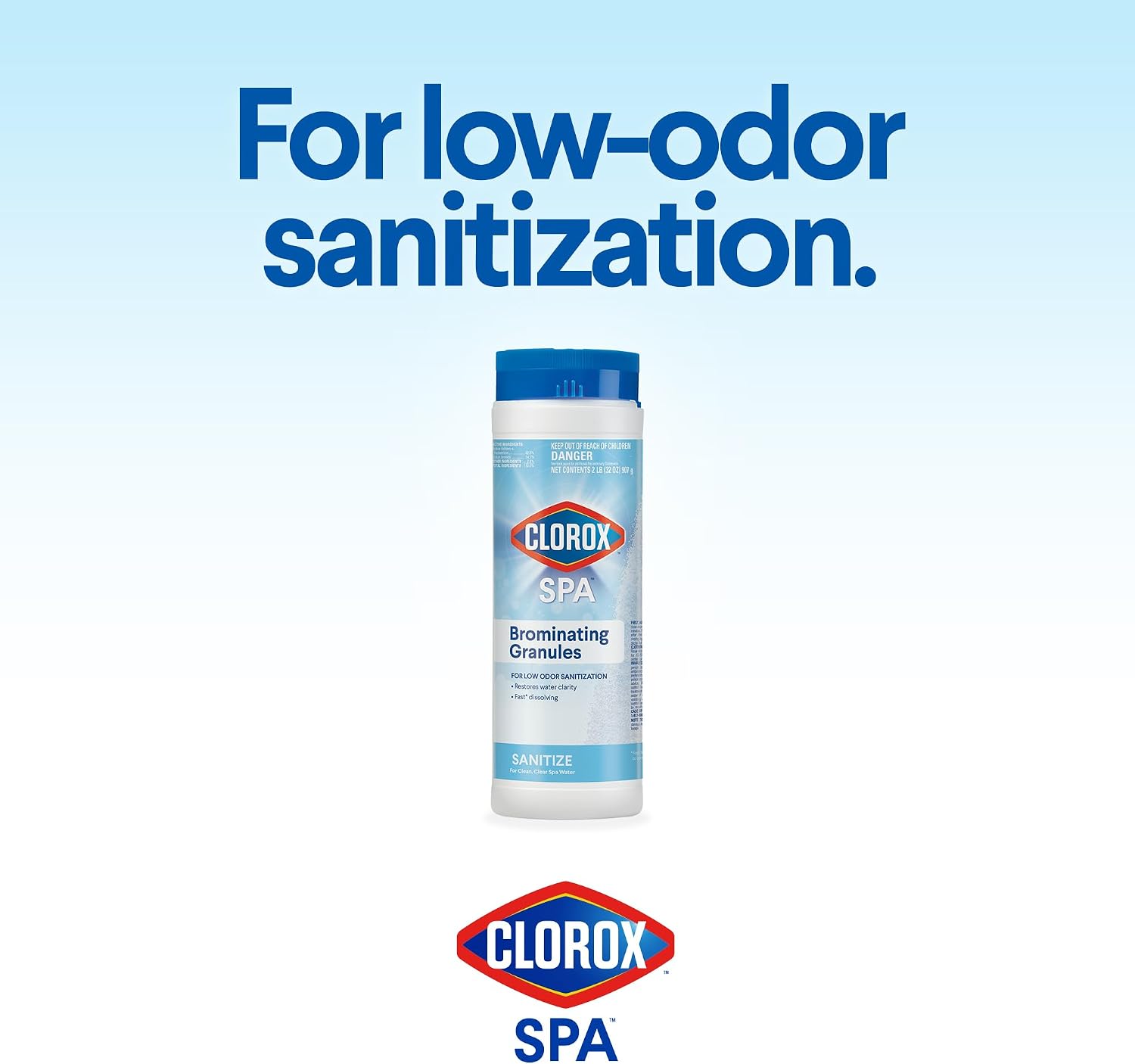 Clorox® Pool&Spa™ Spa Brominating Granules, for Low, Odor Sanitization, Restores Water Clarity in Hot Tubs and Spas, 2 lb (Pack of 1)