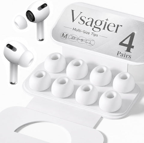 4 Pairs Replacement Ear Tips for AirPods Pro 1st/2nd Gen, White