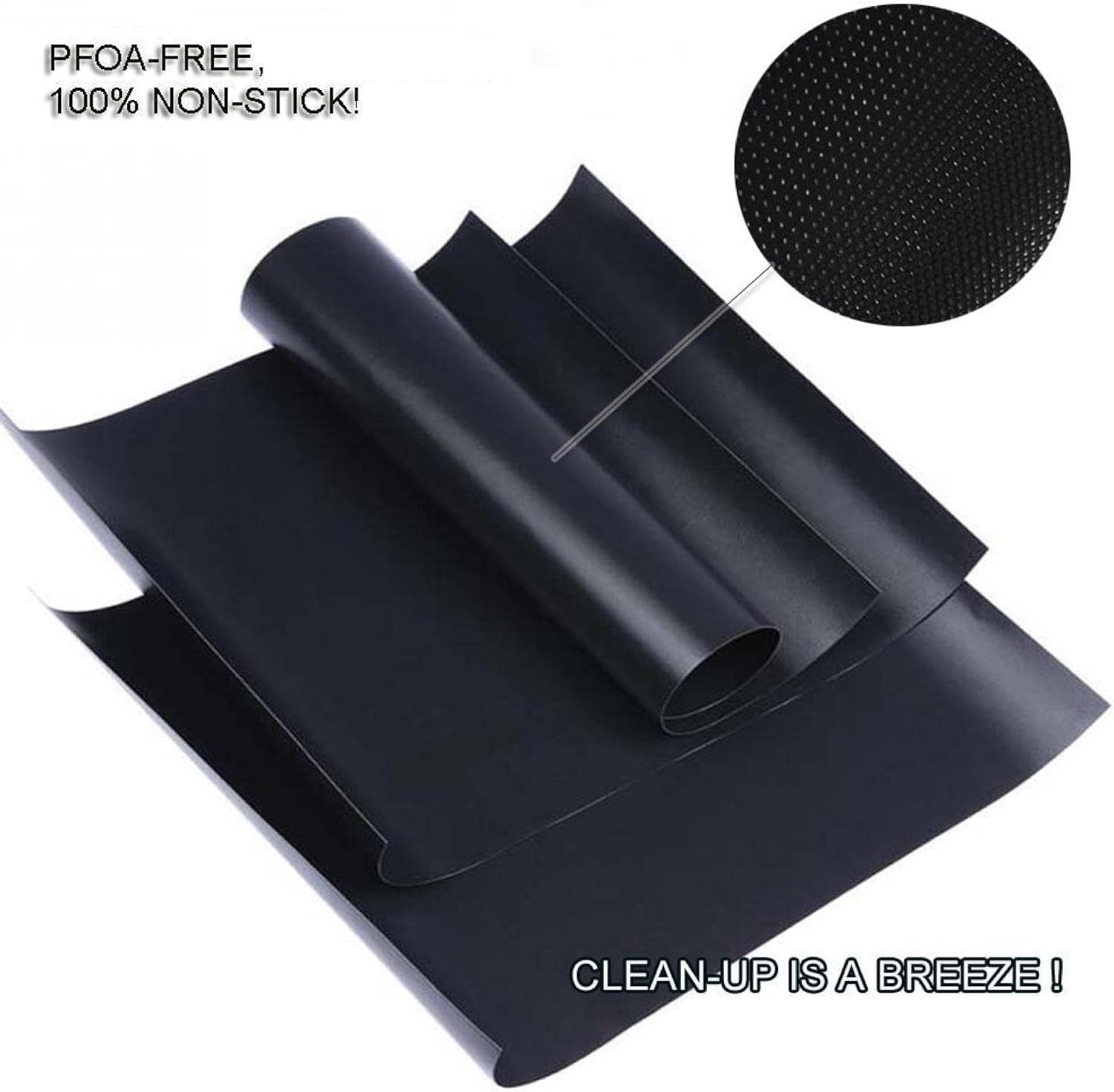 Grill Mat Set of 6, Non-Stick, 15.75 x 13 Inch, Black