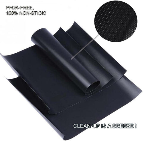 Grill Mat Set of 6, Non-Stick, 15.75 x 13 Inch, Black