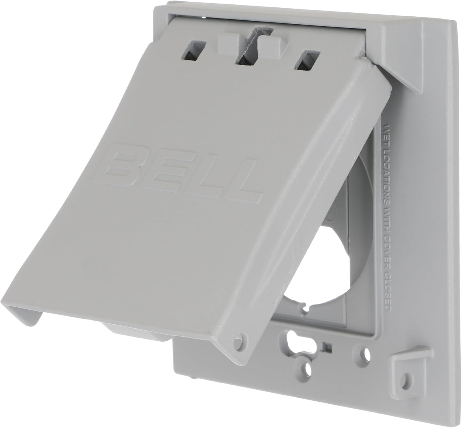 2-Gang Flip Weatherproof Cover, Vertical/Horizontal, 1-Device, 3-in-1, 2.25 in. diameter, Gray