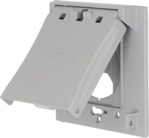 2-Gang Flip Weatherproof Cover, Vertical/Horizontal, 1-Device, 3-in-1, 2.25 in. diameter, Gray
