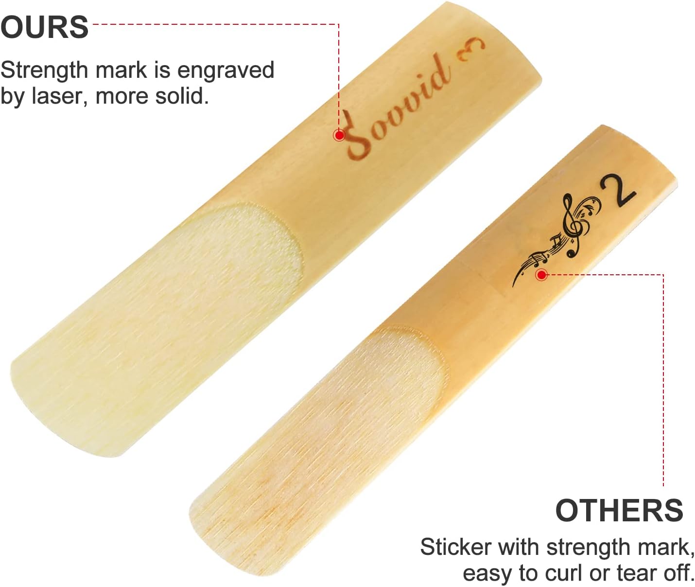 10 Pack Professional Alto Saxophone Reeds with Plastic Box, Strength 3.0 Alto Sax Reeds, Laser Engraved Marking & Thinner Reed Tip for Easy of Play, Traditional Reeds for Saxophone Alto