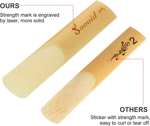 10 Pack Professional Alto Saxophone Reeds with Plastic Box, Strength 3.0 Alto Sax Reeds, Laser Engraved Marking & Thinner Reed Tip for Easy of Play, Traditional Reeds for Saxophone Alto