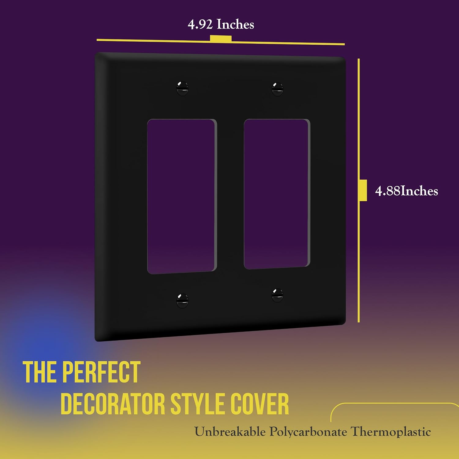 ENERLITES 2-Gang Black Mid-Size Decorator Switch Outlet Wall Plate, 10 Pack