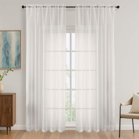 OVZME Ivory Bedroom Curtains 2 Panel Sets 90 Inch Length, 59 Inch Extra Wide Light Filtering Light Weight Soft Window Treatment Panels for Study Room Living Room Guest Room, 59Wx90L Inches