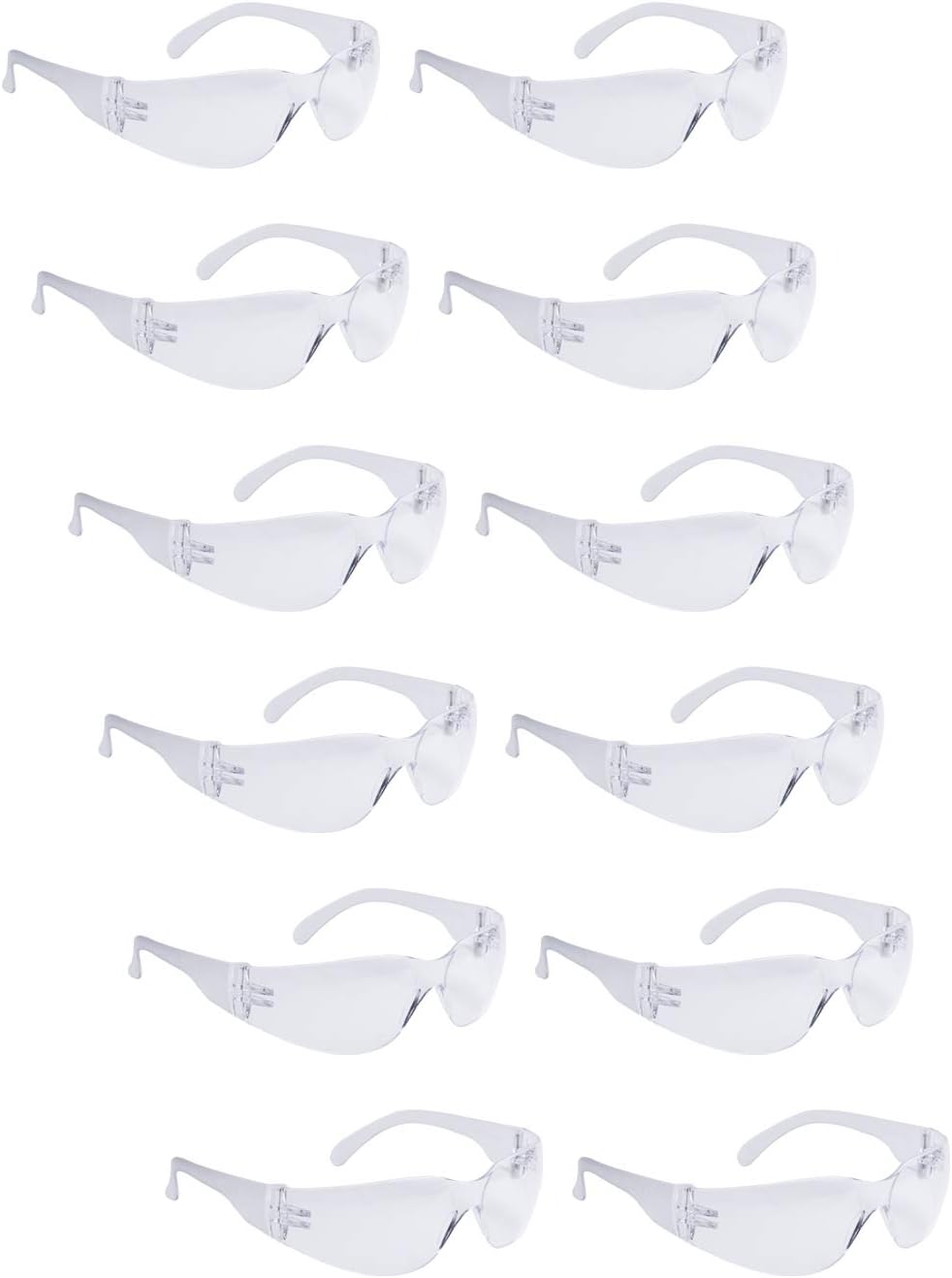 ROAR Men's Flexible Safety Glasses, Clear, 12 Pairs Per Box, ANSI Z87+ Certified, UV Protection, Comfortable, Durable, Impact Resistant