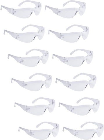 ROAR Men's Flexible Safety Glasses, Clear, 12 Pairs Per Box, ANSI Z87+ Certified, UV Protection, Comfortable, Durable, Impact Resistant