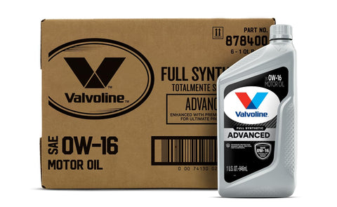 Valvoline Advanced Full Synthetic SAE 0W-16 Motor Oil 1 QT, Case of 6