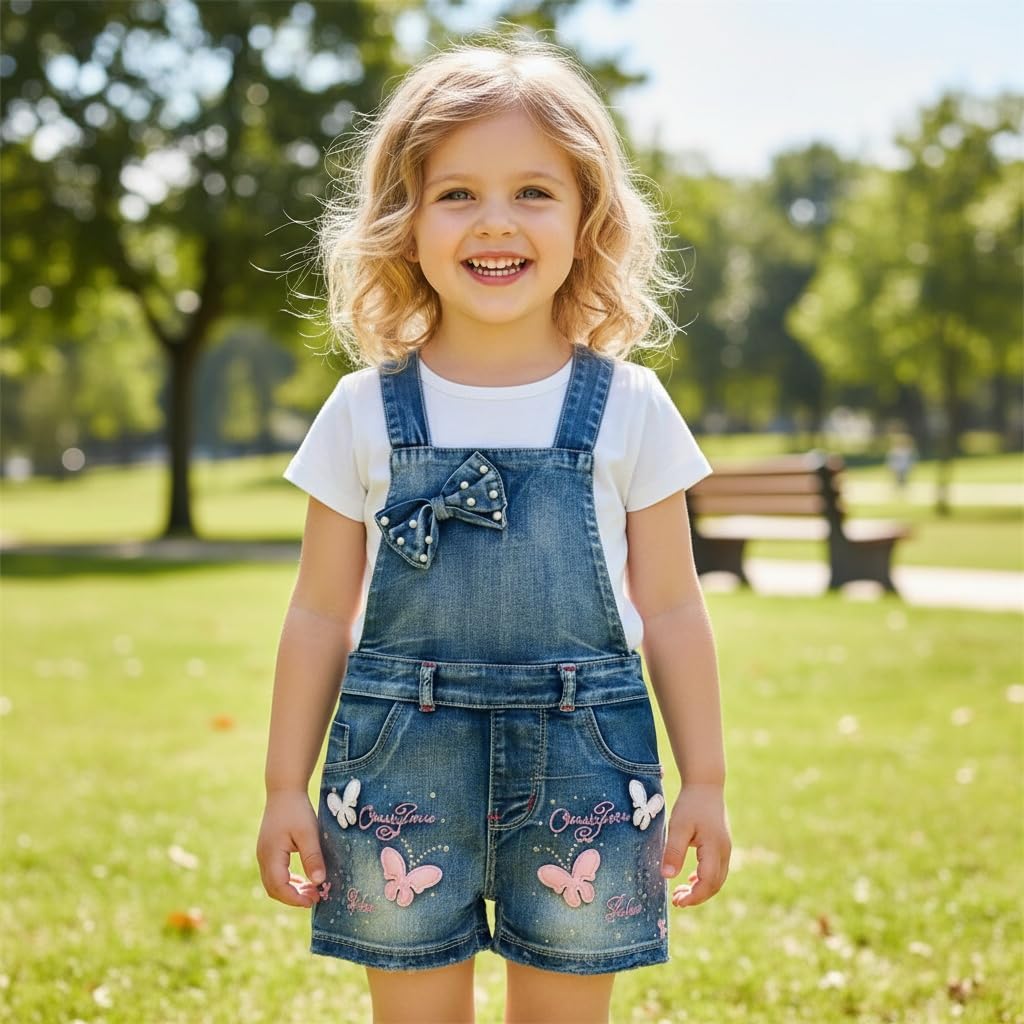 Yao Summer Little Girls Cotton Denim Bib Braces Rompers