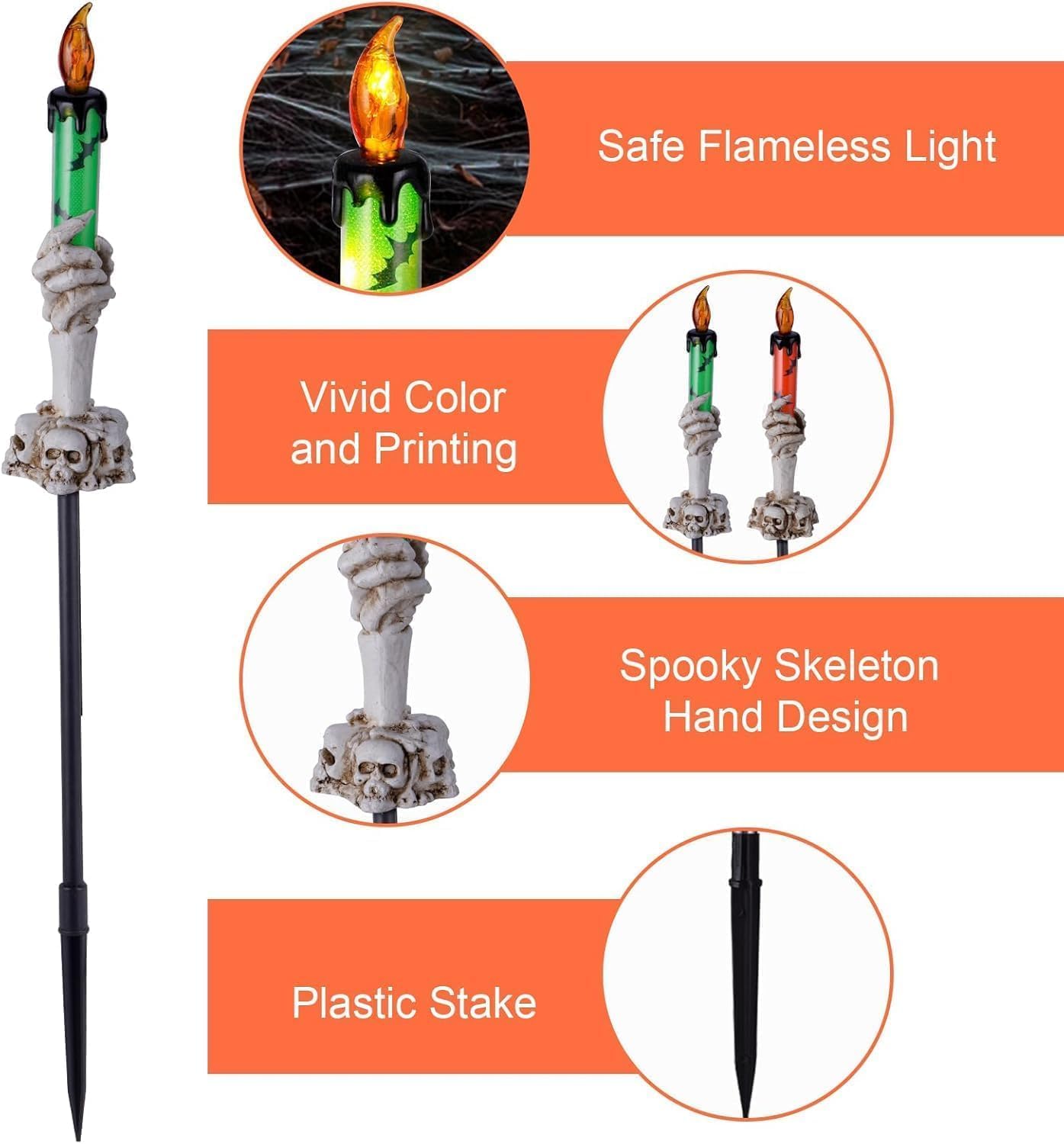 Halloween Decorations Outdoor, Solar Pathway Lights, 10 Pack