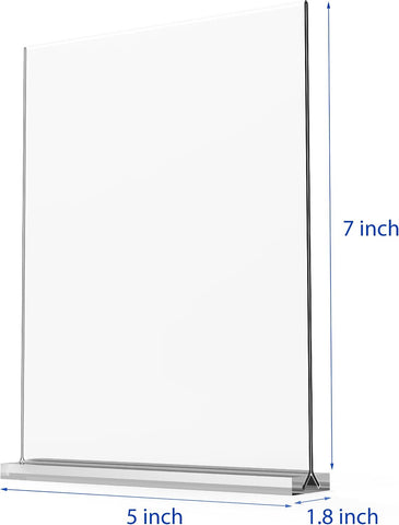 newnewshow 5“x7” Acrylic Sign Holder 6 Pack Vertical T Shape Double-Sided Desktop Display Holder