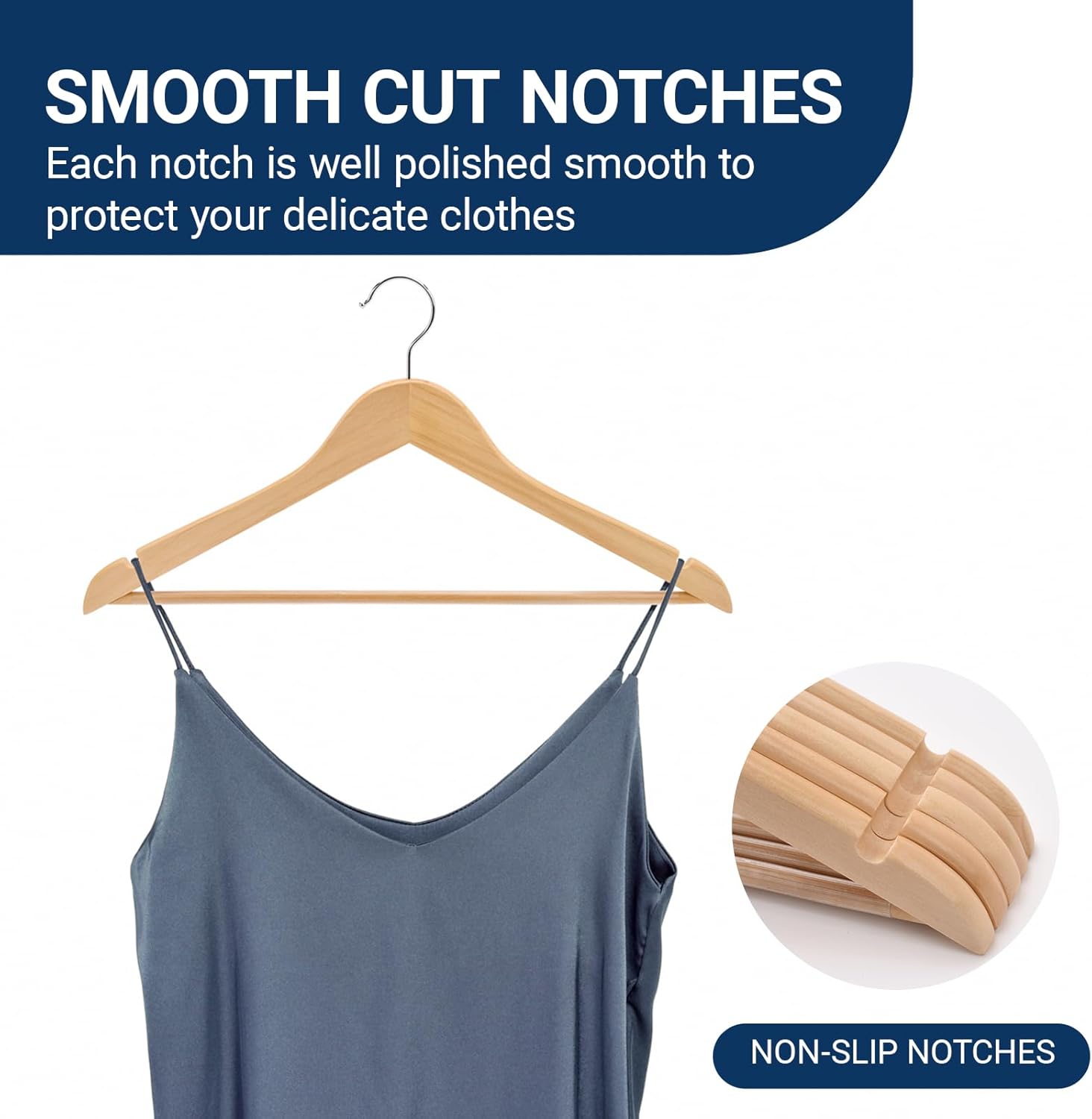 Amber Home 30 Pack Natural Wooden Coat Hangers, Wood Suit Hangers