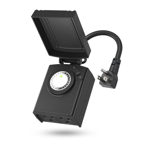 BN-LINK Outdoor 24-Hour Mechanical Timer Outlet, 2 Grounded Outlets