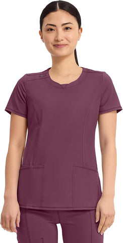 Cherokee Infinity Womens Round Neck Scrub Top with 3 Pockets