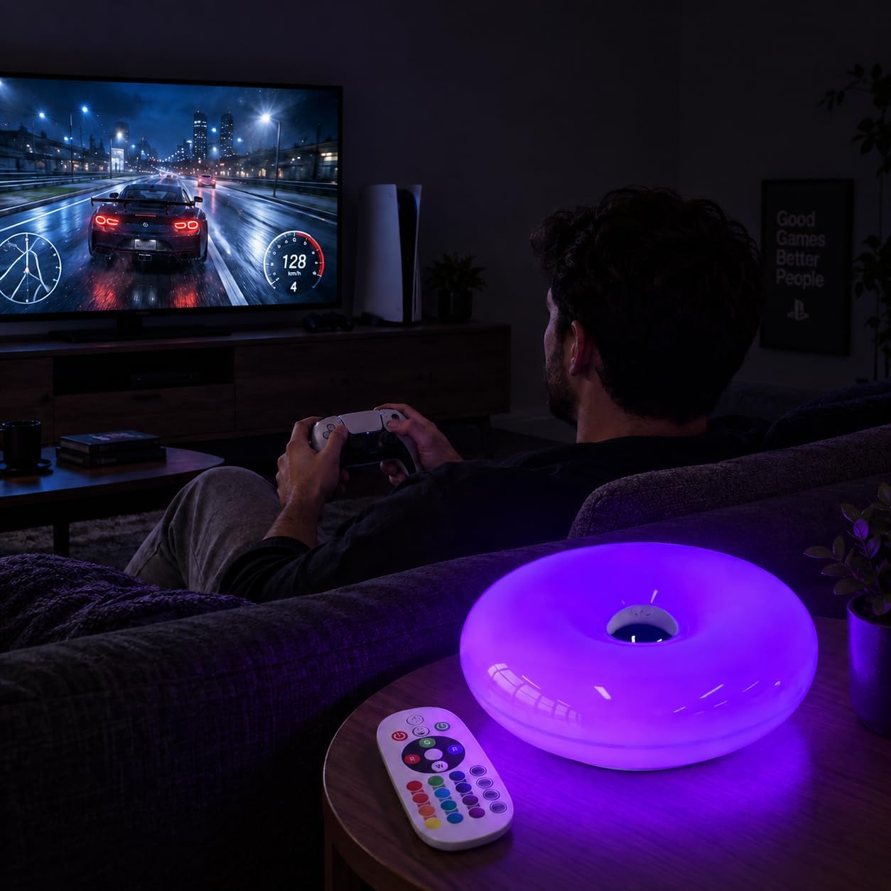 Cyberpunk Donut Lamp,Cordless Rechargeable Table & Wall Light,Game Light