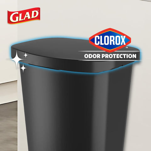 Glad Premium Trash Can with Clorox Odor Protection, 13 Gallon, Black