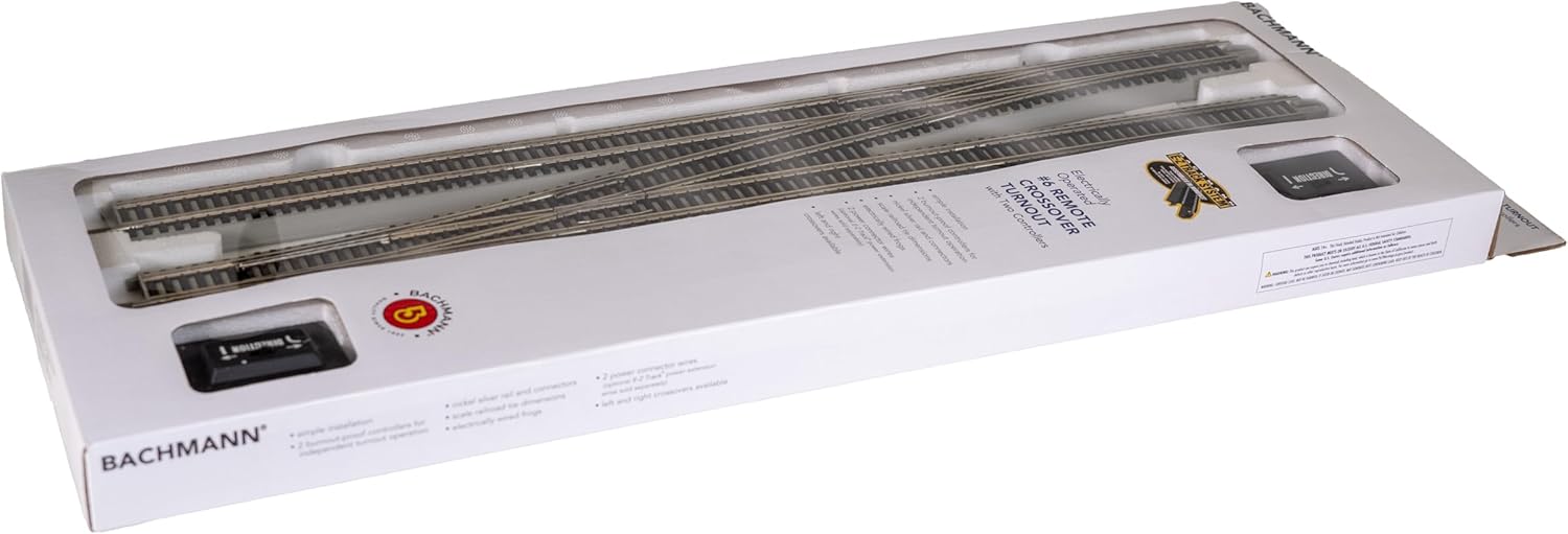 Bachmann Trains #6 Remote Crossover Turnout Left NS Rail Roadbed HO Scale