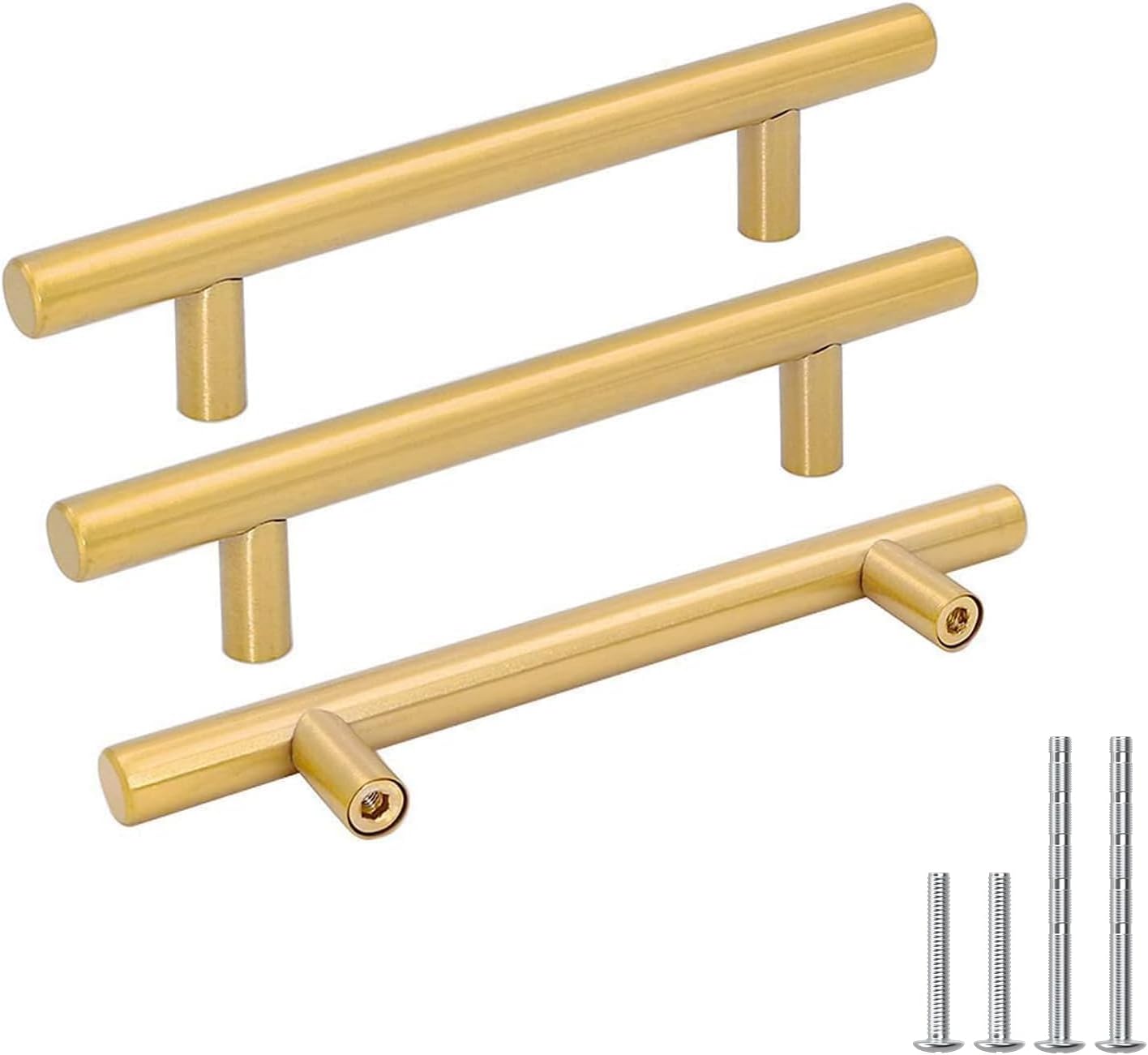 Goldenwarm 10 Pack 4 inch Gold Cabinet Handles Brushed Gold Cabinet Pulls