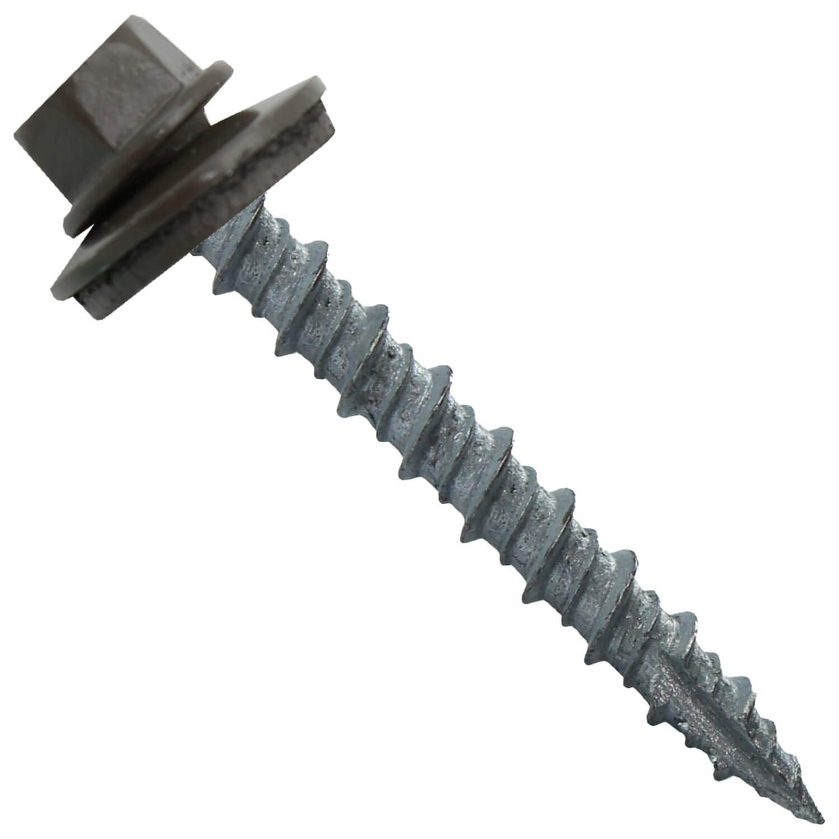 10 x 1-1/2" Antique Bronze Metal Roofing Screws - Hex Washer Head- Self-Starting/Tapping - EPDM Washer. 1 x 250 Count Bag - 250 Screws