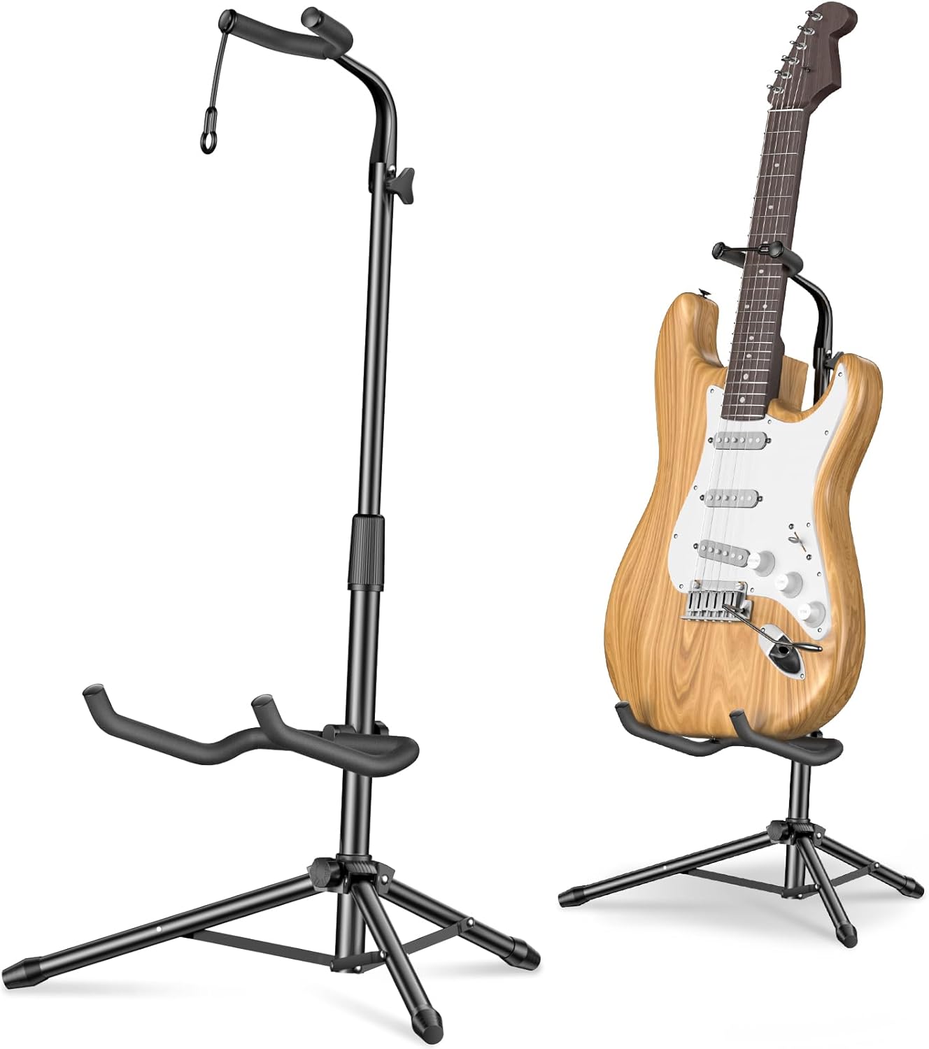 New Bee Guitar Stand, Height Adjustable Foldable Guitar Stand with Secure Support for Acoustic, Electric, Bass and Banjos, Load Capacity 20LB