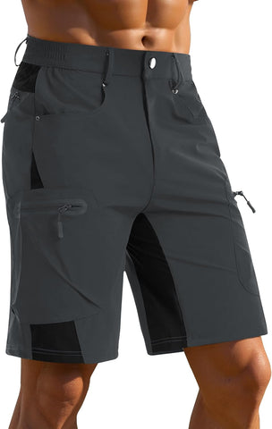 CRYSULLY Men's Lightweight Cargo Shorts Quick Dry Elastic Waist Hiking
