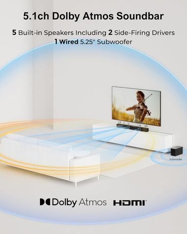 ULTIMEA 5.1CH Surround Sound Bar System with Dolby Atmos, Poseidon M60
