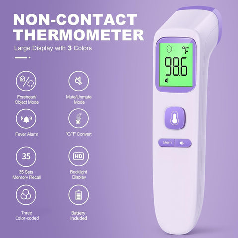 No-Touch Thermometer for Adults and Kids, Digital Accurate Baby Thermometer with Fever Alarm, 1 Second Fast Result, FSA HSA Eligible, Easy to use, 2 in 1 Mode