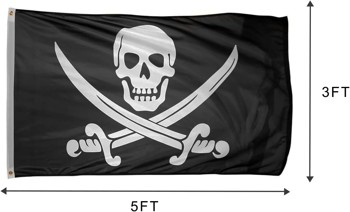 3x5 Ft Pirate Jack Rackham Polyester Flag with Brass Grommets
