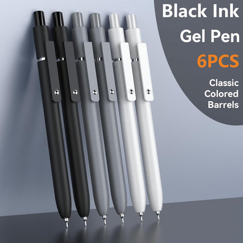 ACEES Gel Pens, 6 Pcs Retractable Quick Dry Black Ink Pen, 0.5mm Fine Point