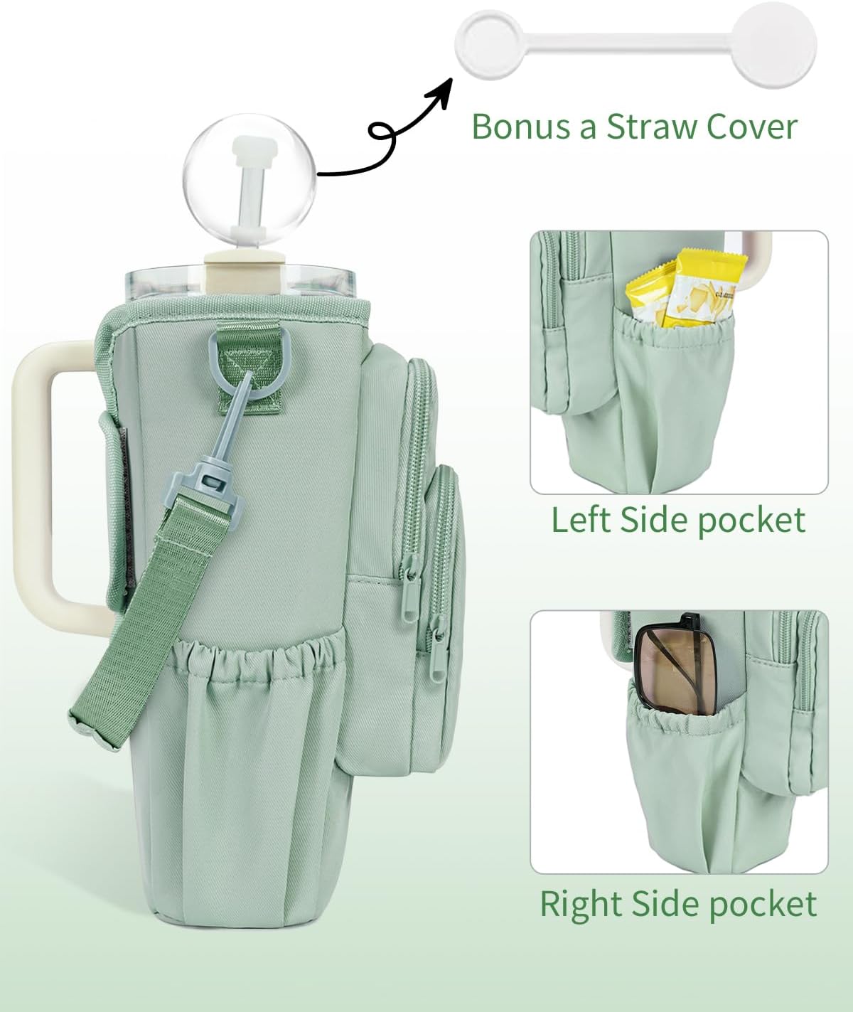 sportsnew 30/40oz Crossbody Water Bottle Holder Anti-Tip Tumbler Carrier