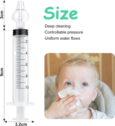 Vicloon Baby Nasal Irrigator, 2PCS Nasal Syringe for Baby, Syringe Nasal Irrigator with Cleanable and Reusable Silicone Nasal Suction Tip forIrrigation, Nasal Spray, Nasal Hygiene（Transparent）