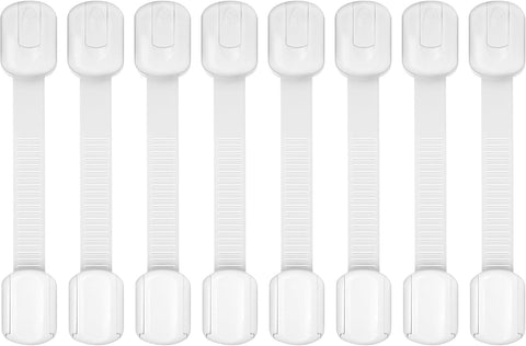 Child Safety Cabinet Locks, 8-Pack, Easy Install with 3M Adhesive, No Screws or Drilling, Multi-Purpose Latches for Cabinets, Drawers, Doors, Kitchen, Ovens, Toilets