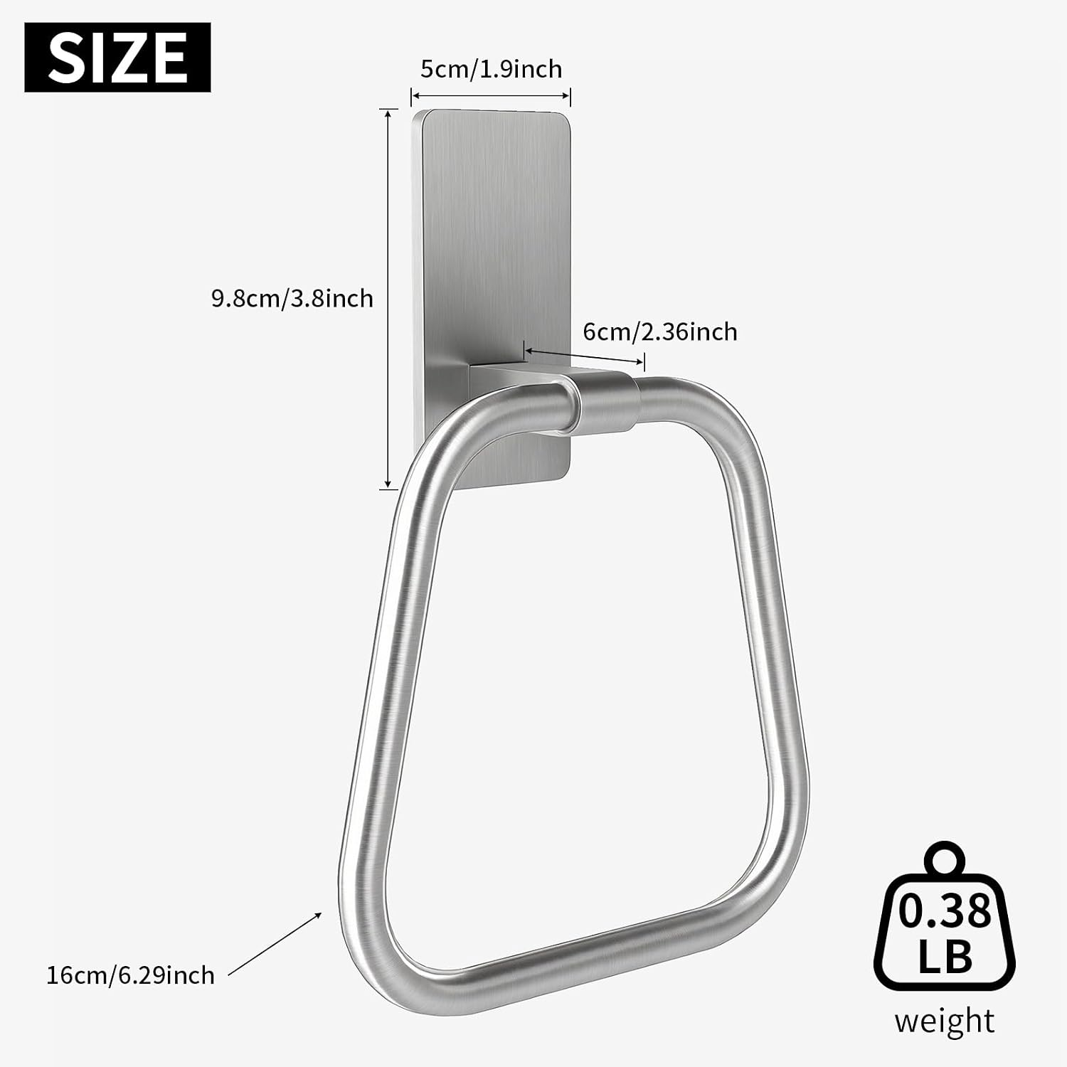 JUYSON Adhesive Hand Towel Holder for Bathroom, No Drill Towel Ring