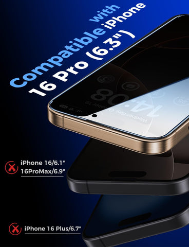MAGIC JOHN 2 Pack for iPhone 16 Pro 6.3 inch Privacy Screen Protector
