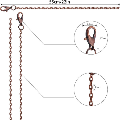 Lemonkey 24 Pcs Necklace Chains Bulk,Red Copper Chains for Jewelry Making