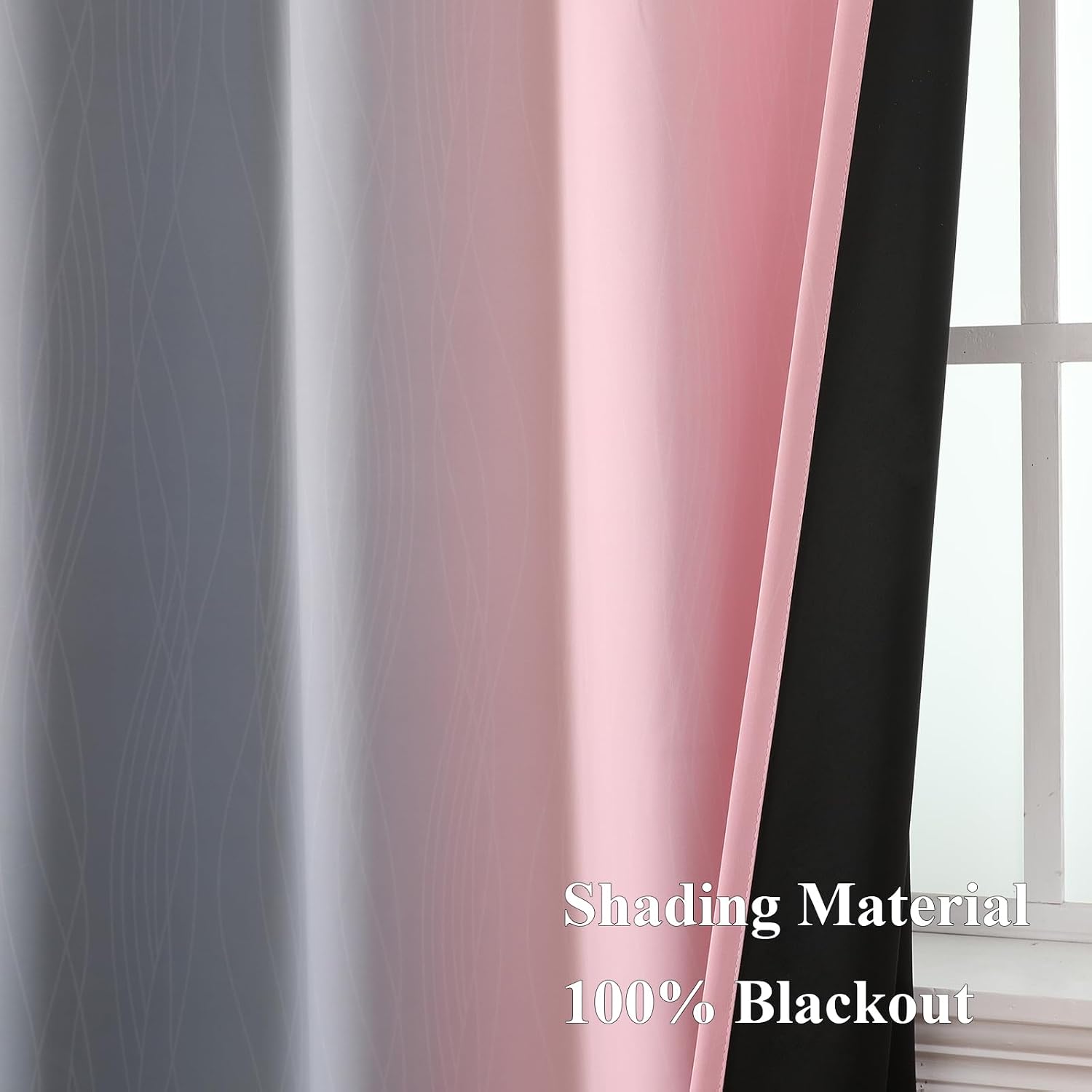 Pink and Gray Ombre Blackout Curtains for Bedroom 45 Inch Long 2 Panels