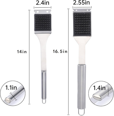2 Pack Grill Brush and Scraper, 16.5” & 14” Wire BBQ Grill Brush