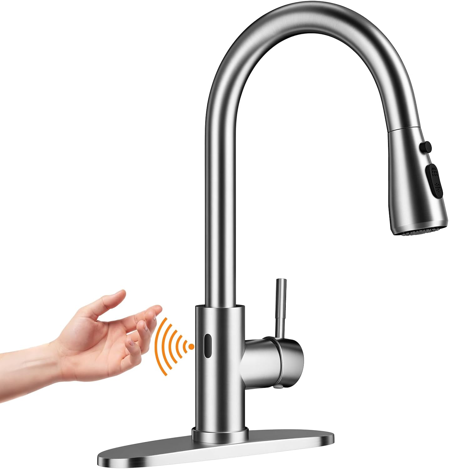 Touchless Kitchen Faucet, Pull Down Sprayer, Brushed Nickel