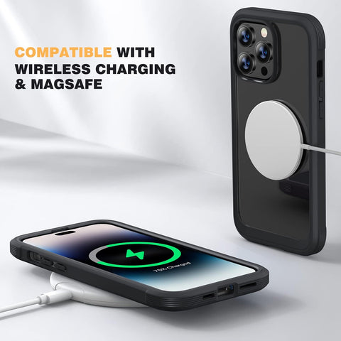 Diaclara Designed for iPhone 14 Pro Case 6.1’’, Full Body Rugged Case w/Built-in Touch Sensitive Anti-Scratch Screen Protector+9H Tempered Glass Camera Lens Protector (Black)